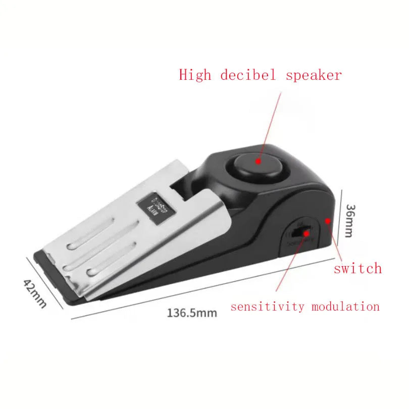 120dB Portable Door Stop Security Alarm - Secure Your Home or Apartment Anywhere