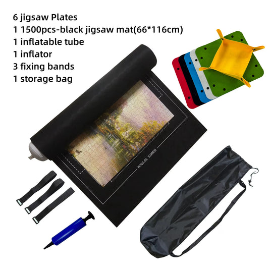Puzzle Mat and Plates for Jigsaw up to 1500, 1000, 500 Pieces Large Portable Table Saver Mats Puzzle Keeper