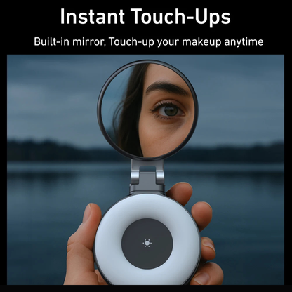 Magnetic Phone Selfie Light: 180° Flip, Built-in Mirror, USB Rechargeable