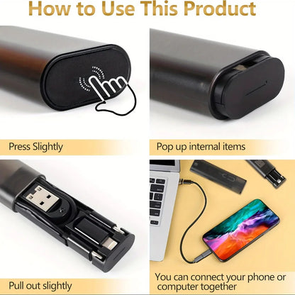 60W Dual Type-C 6-in-1 Travel Charging Case & Multifunctional Data Cable Box