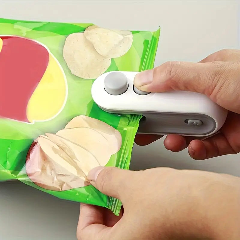 Rechargeable Handheld Bag Resealer: 2-in-1 Heat Seal & Cutter with Magnetic Back for Food Storage