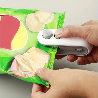 Rechargeable Handheld Bag Resealer: 2-in-1 Heat Seal & Cutter with Magnetic Back for Food Storage