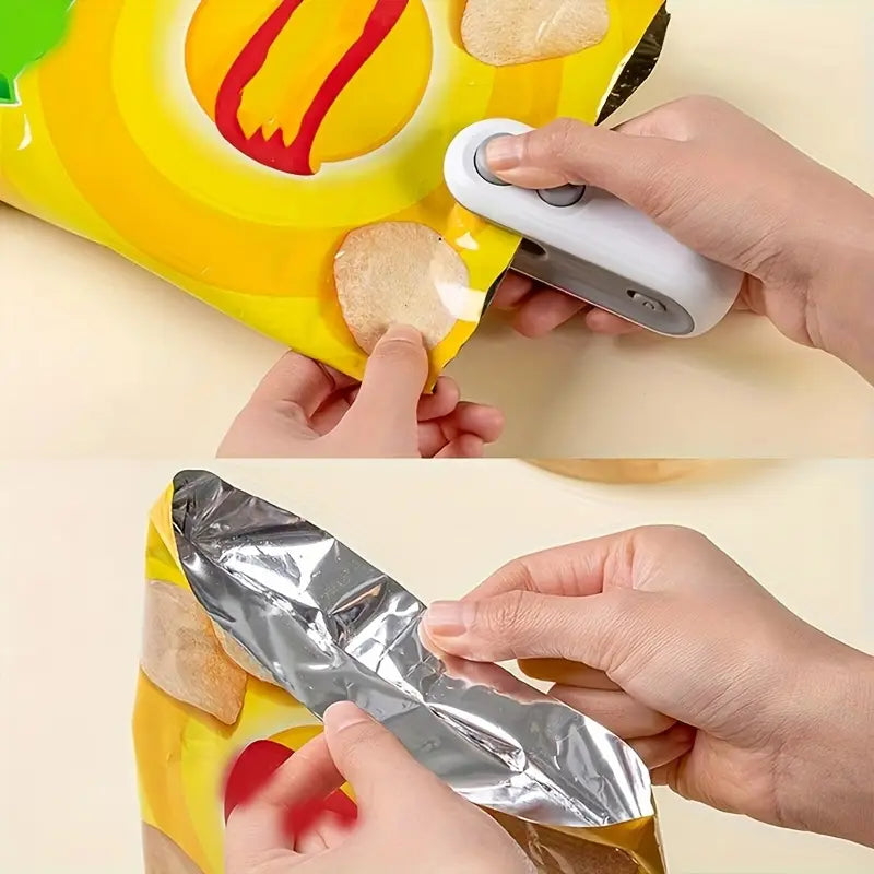 Rechargeable Handheld Bag Resealer: 2-in-1 Heat Seal & Cutter with Magnetic Back for Food Storage