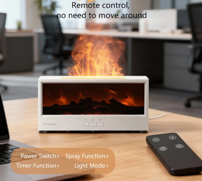 Flame Effect Air Humidifier & Aroma Diffuser with Remote – 7-Color LED Fireplace Mist