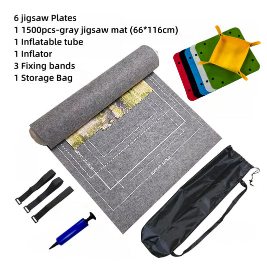 Puzzle Mat and Plates for Jigsaw up to 1500, 1000, 500 Pieces Large Portable Table Saver Mats Puzzle Keeper