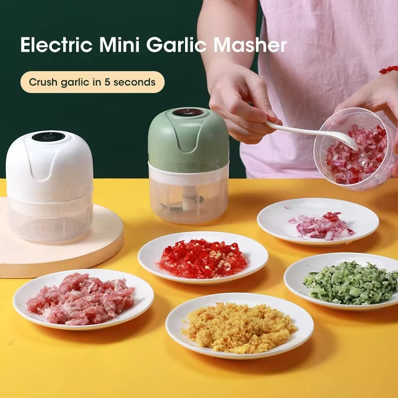Electric Food Chopper (250ml): USB Portable Mini Meat Grinder & Garlic Crusher for Kitchen