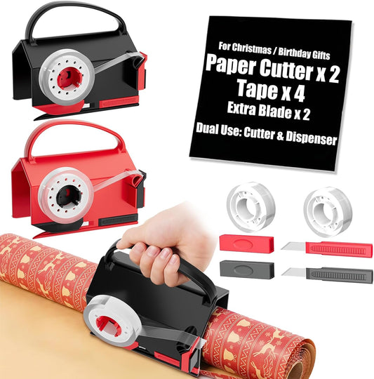 2-Pack Premium Wrapping Paper Cutter & Tape Dispenser Set