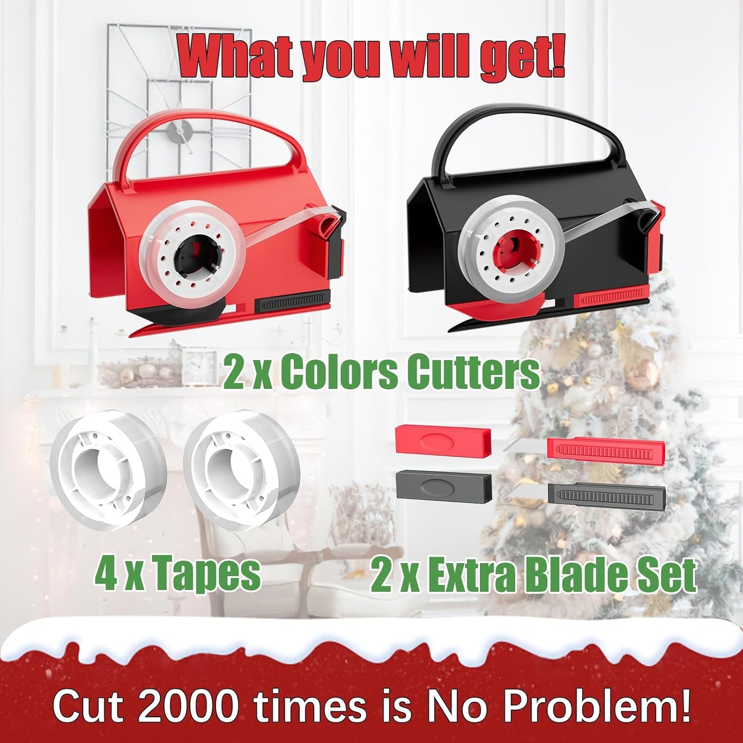 2-Pack Premium Wrapping Paper Cutter & Tape Dispenser Set