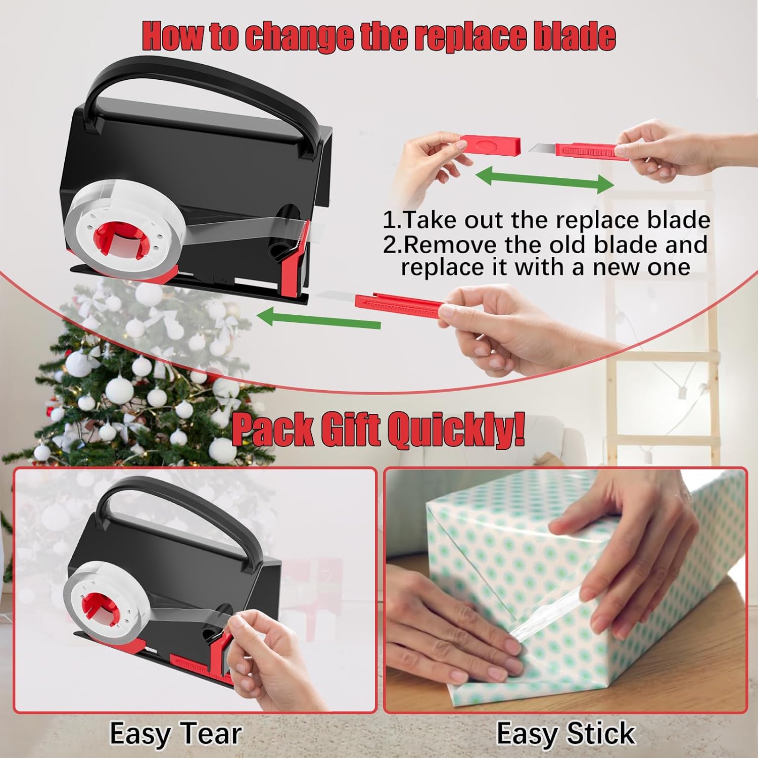 2-Pack Premium Wrapping Paper Cutter & Tape Dispenser Set