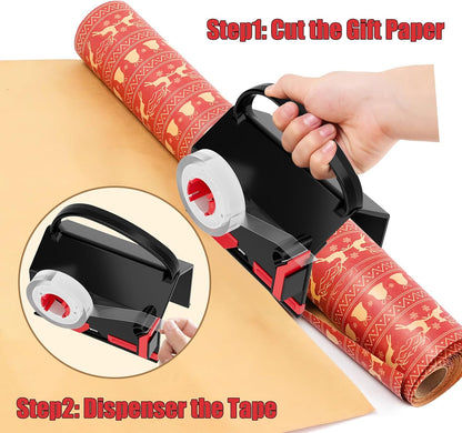2-Pack Premium Wrapping Paper Cutter & Tape Dispenser Set