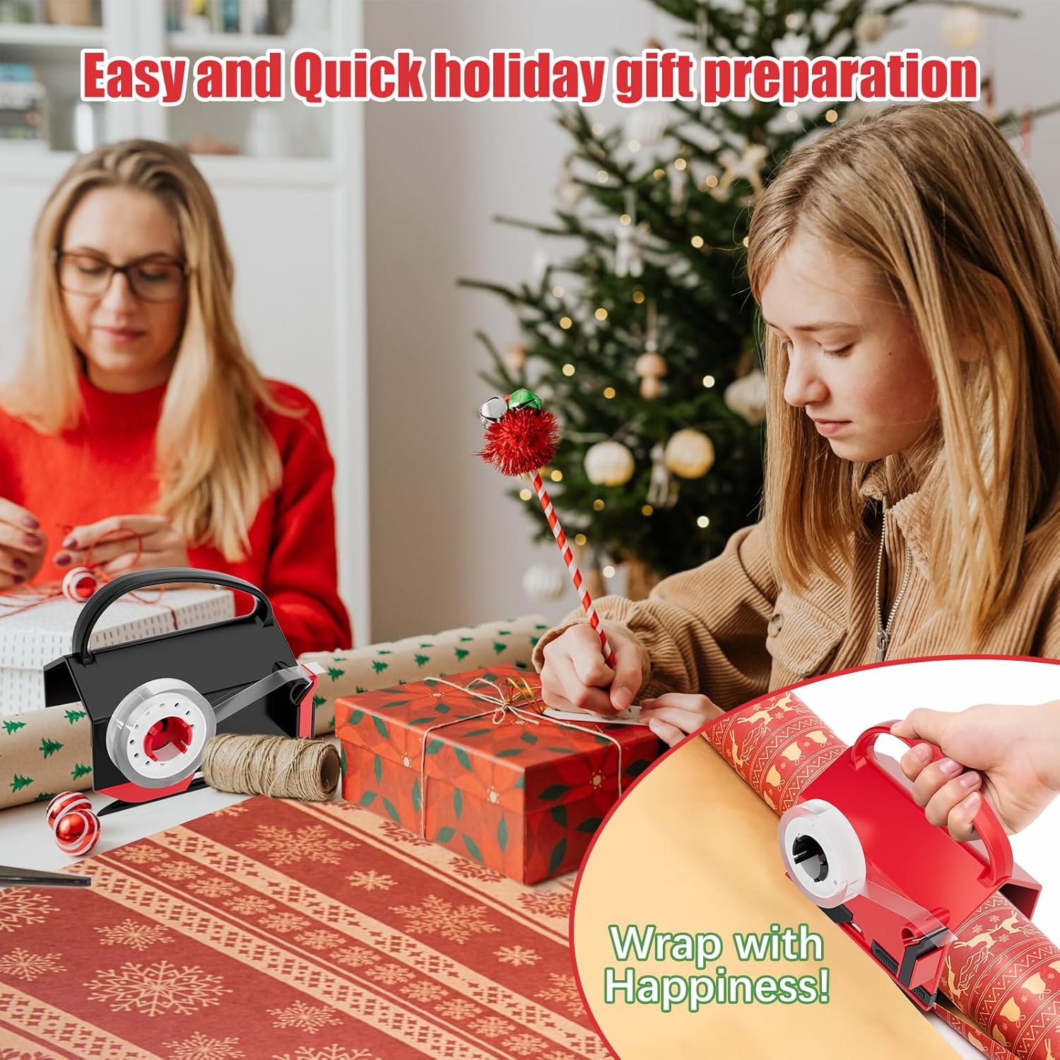 2-Pack Premium Wrapping Paper Cutter & Tape Dispenser Set