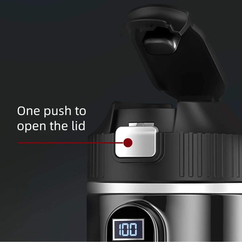500ml Smart Car Kettle (12V/24V) with OLED Display | Stainless Steel Travel Heating Cup & Temperature Control