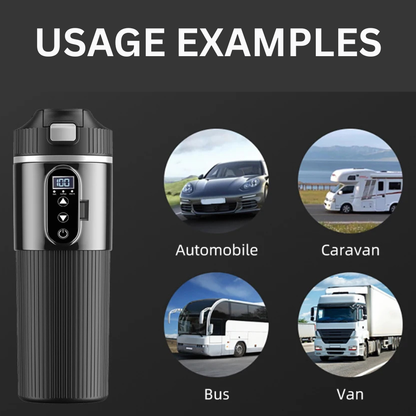 500ml Smart Car Kettle (12V/24V) with OLED Display | Stainless Steel Travel Heating Cup & Temperature Control