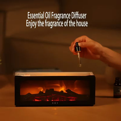 Flame Effect Air Humidifier & Aroma Diffuser with Remote – 7-Color LED Fireplace Mist