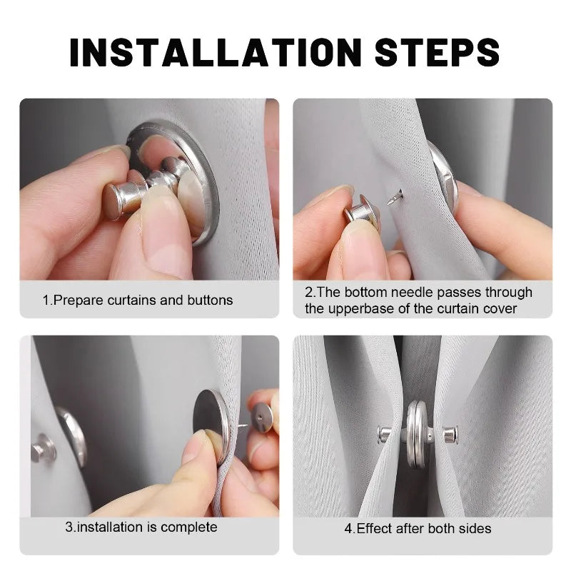 Double-Sided Magnetic Curtain Clips – Strong Hold Drapery Closure to Prevent Light Leaks & Enhance Bedroom Privacy