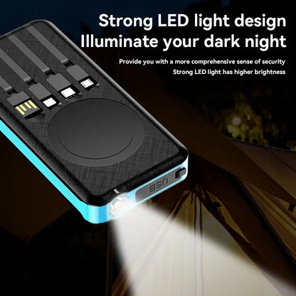 Xiaomi 50000Mah Solar Power Bank Wireless Fast Charging Battery Large Capacity Mobile Power Dual USB 4 Cables for Iphone Samsung