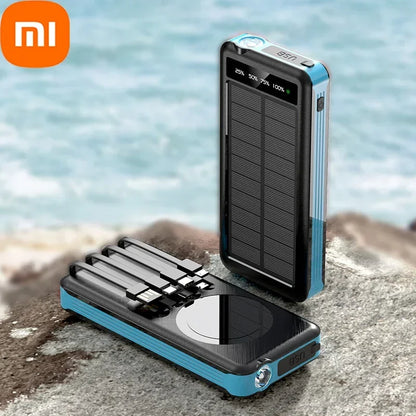 Xiaomi 50000Mah Solar Power Bank Wireless Fast Charging Battery Large Capacity Mobile Power Dual USB 4 Cables for Iphone Samsung