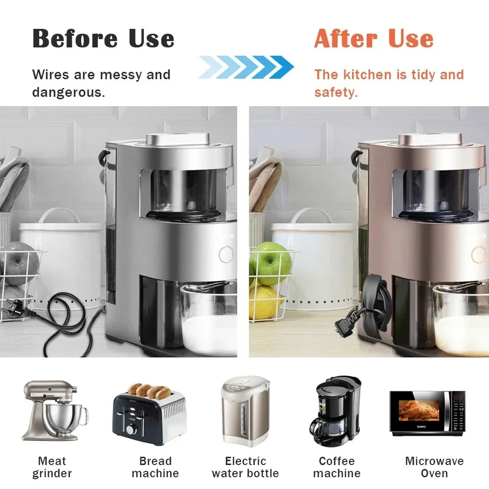 Stick-On Appliance Cord Keeper & Tidy for Countertops (Black/Grey/White)