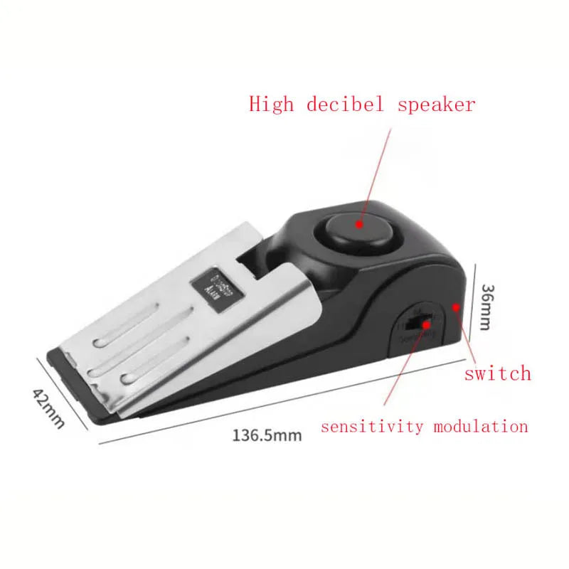 120dB Portable Door Stop Security Alarm - Secure Your Home or Apartment Anywhere