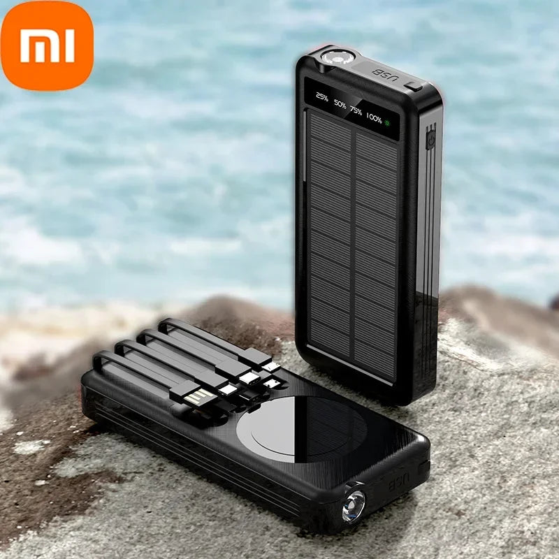 Xiaomi 50000Mah Solar Power Bank Wireless Fast Charging Battery Large Capacity Mobile Power Dual USB 4 Cables for Iphone Samsung