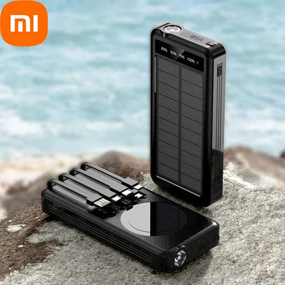 Xiaomi 50000Mah Solar Power Bank Wireless Fast Charging Battery Large Capacity Mobile Power Dual USB 4 Cables for Iphone Samsung