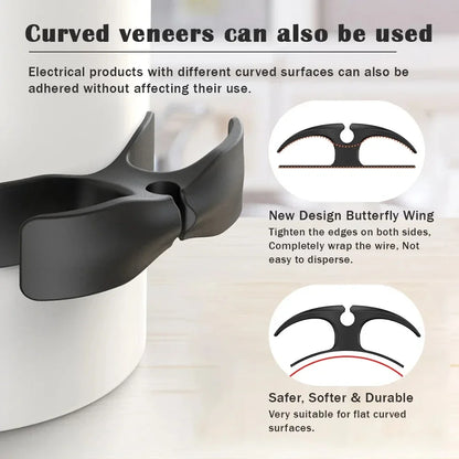 Stick-On Appliance Cord Keeper & Tidy for Countertops (Black/Grey/White)