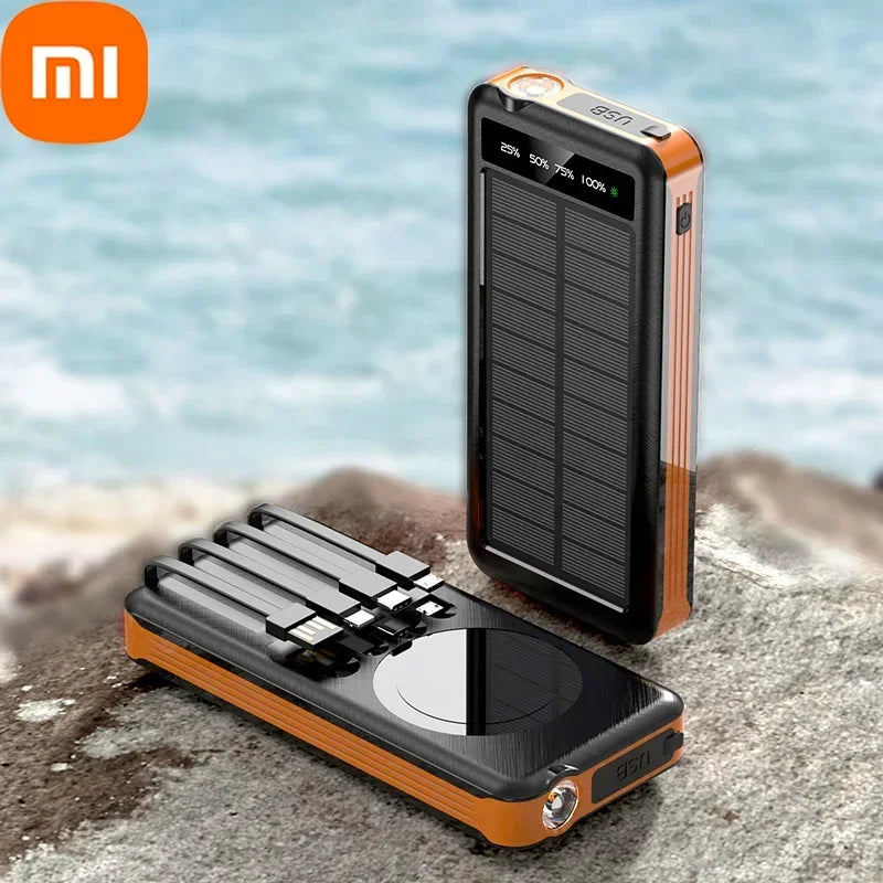 Xiaomi 50000Mah Solar Power Bank Wireless Fast Charging Battery Large Capacity Mobile Power Dual USB 4 Cables for Iphone Samsung