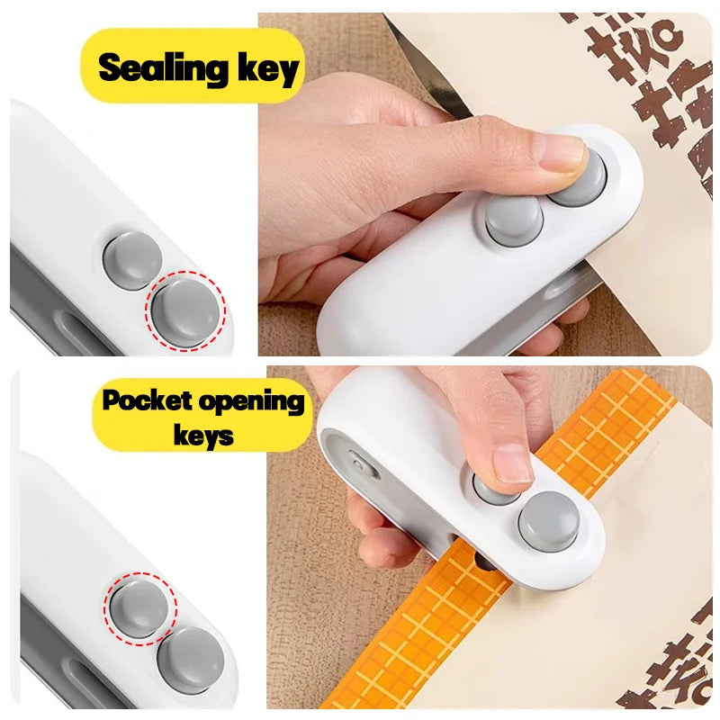 Rechargeable Handheld Bag Resealer: 2-in-1 Heat Seal & Cutter with Magnetic Back for Food Storage