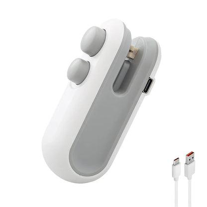 Rechargeable Handheld Bag Resealer: 2-in-1 Heat Seal & Cutter with Magnetic Back for Food Storage