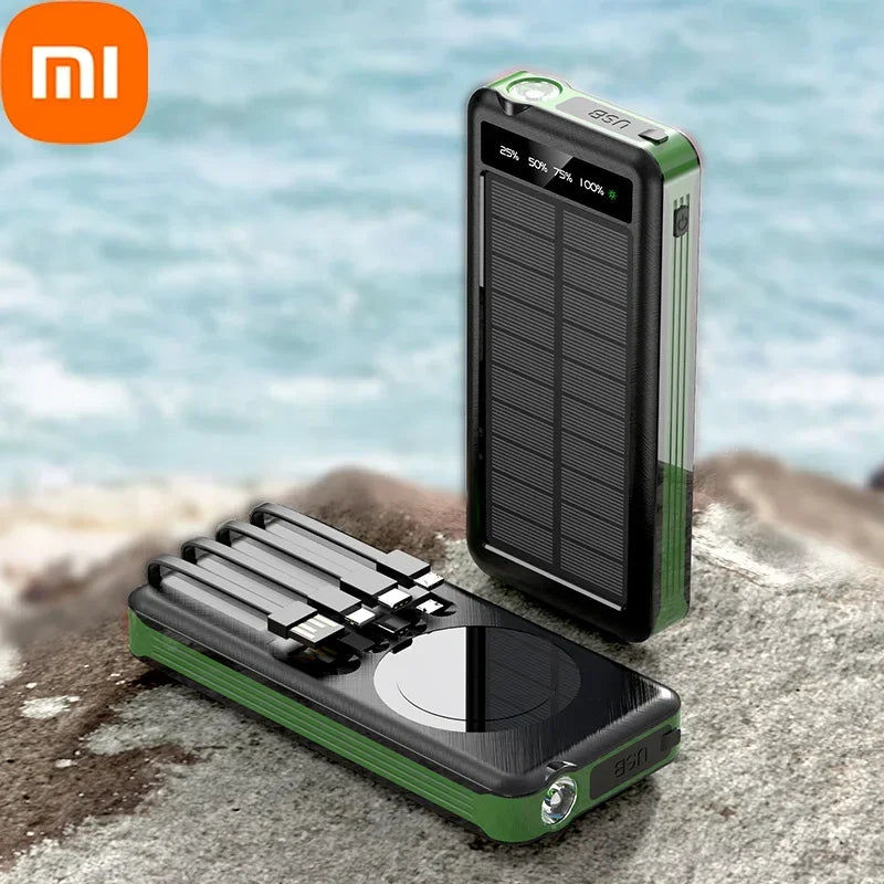 Xiaomi 50000Mah Solar Power Bank Wireless Fast Charging Battery Large Capacity Mobile Power Dual USB 4 Cables for Iphone Samsung