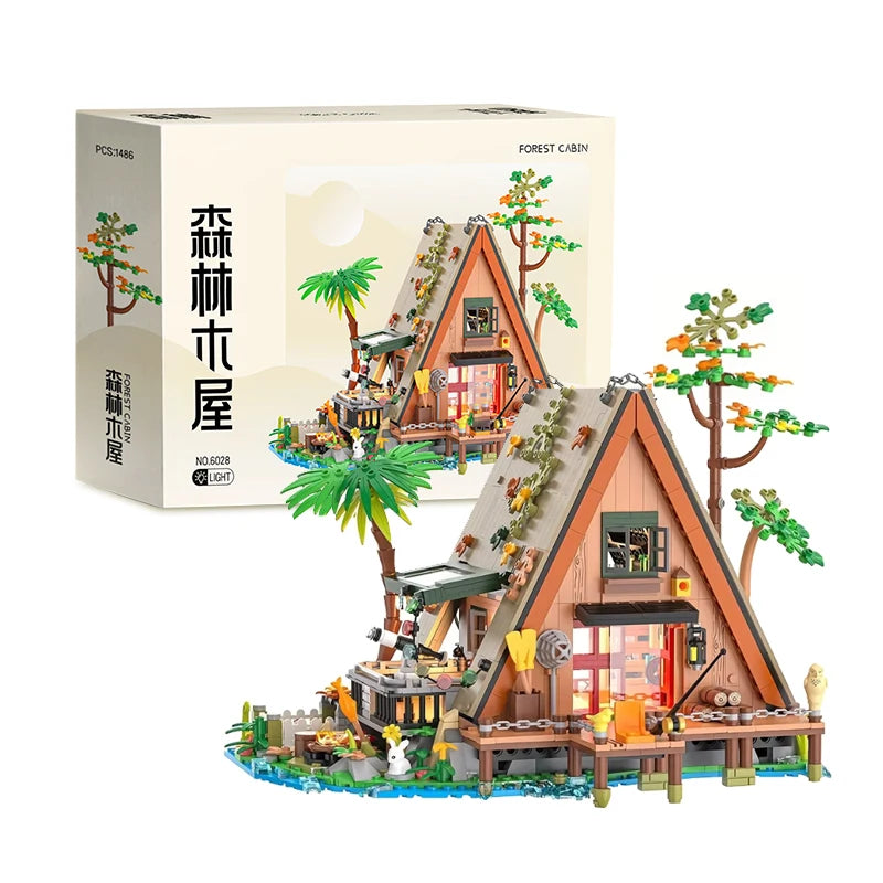 Create Your Dream Forest Retreat with 1486PCS / 1108PCS Forest House Building Blocks - LED Light Tree Cabin Set for Nature Enthusiasts of All Ages