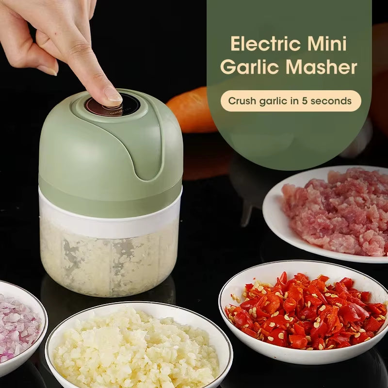 Electric Food Chopper (250ml): USB Portable Mini Meat Grinder & Garlic Crusher for Kitchen