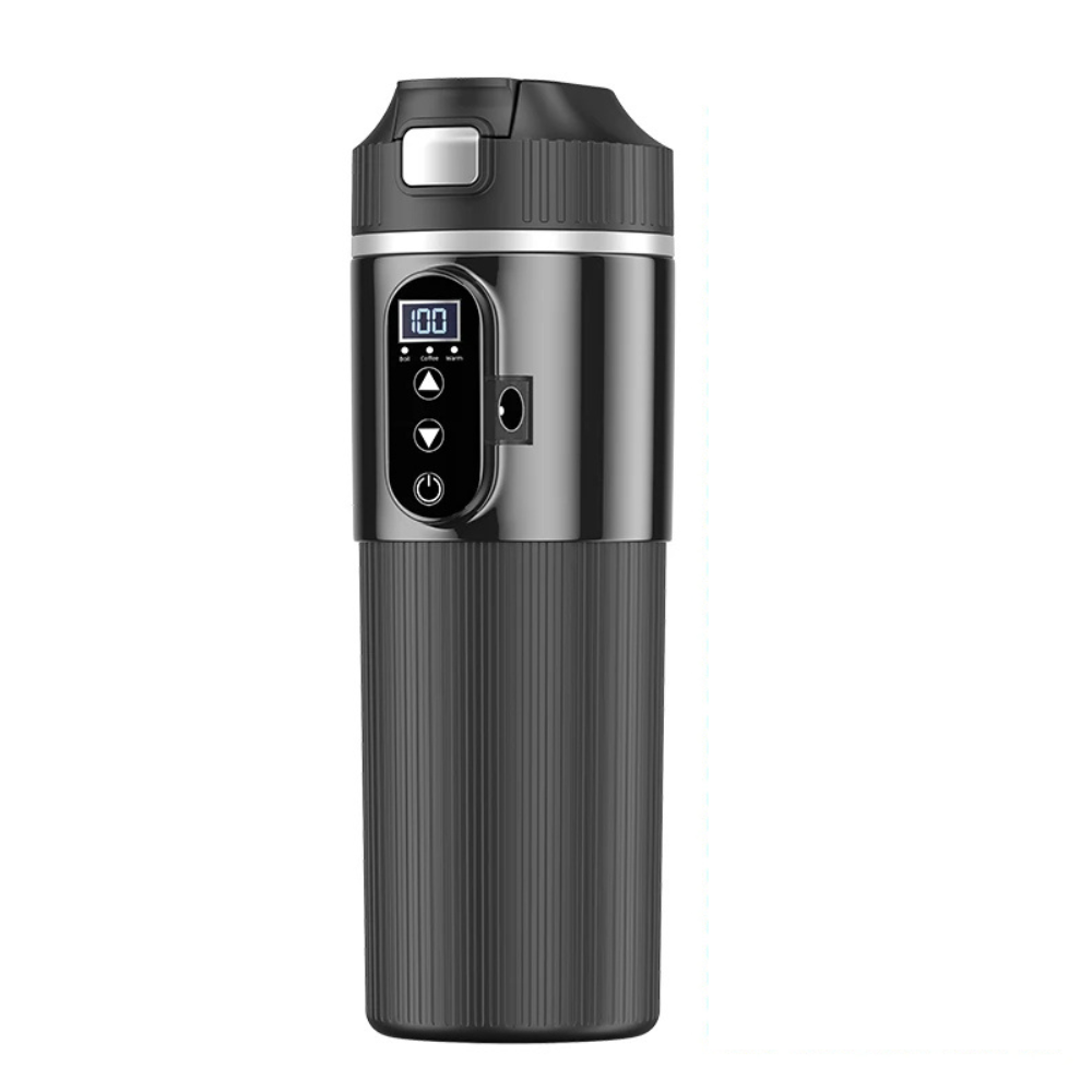 500ml Smart Car Kettle (12V/24V) with OLED Display | Stainless Steel Travel Heating Cup & Temperature Control